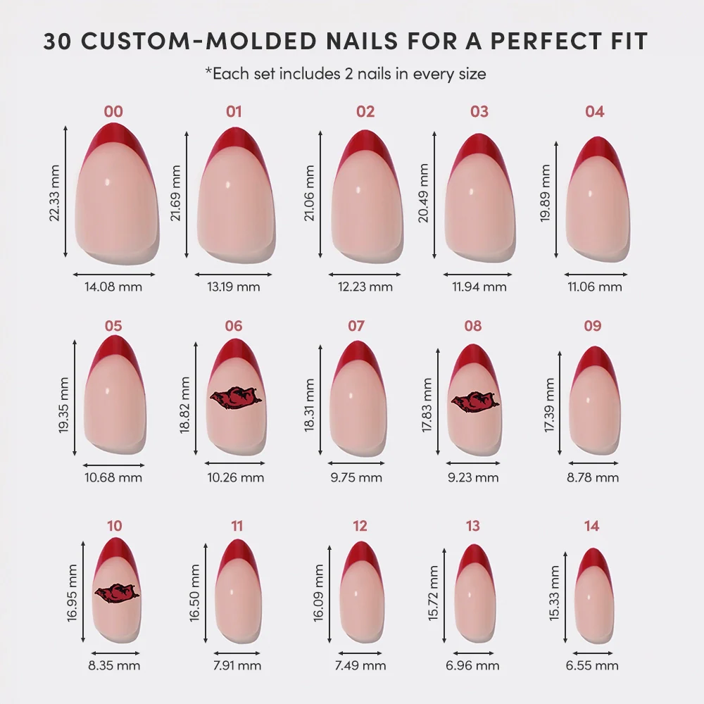 Arkansas Razorbacks Press-On Nail Set - Image 6